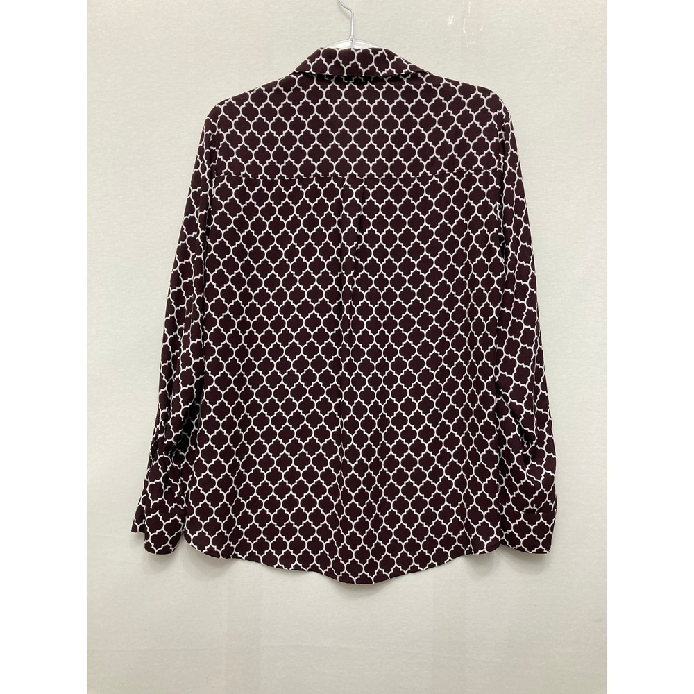 Express Portofino Slim Shirt Large Burgundy Geometric Button Down Office - Picture 6 of 7